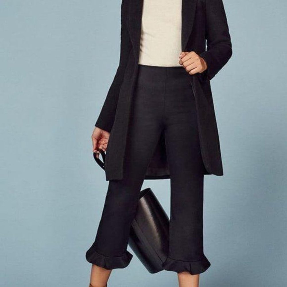 REFORMATION Mesa Cropped Ruffle Hem Flat Front Pant - Picture 3 of 10